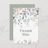 Pink Watercolor Grüne Hochzeit Dankeskarte (Vorne/Hinten)