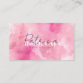 Pink Watercolor Hair Braider Script Typografy Visitenkarte (Rückseite)