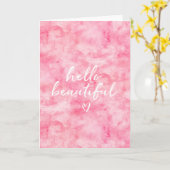 Pink Watercolor Hallo Schönes Herz Karte (Gelbe Blume)