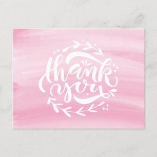 Pink Watercolor Hand Letters Kranz Vielen Dank Feiertagspostkarte