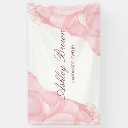 Pink Watercolor Handmade Schmuck Earring Display Banner (Vertikal)