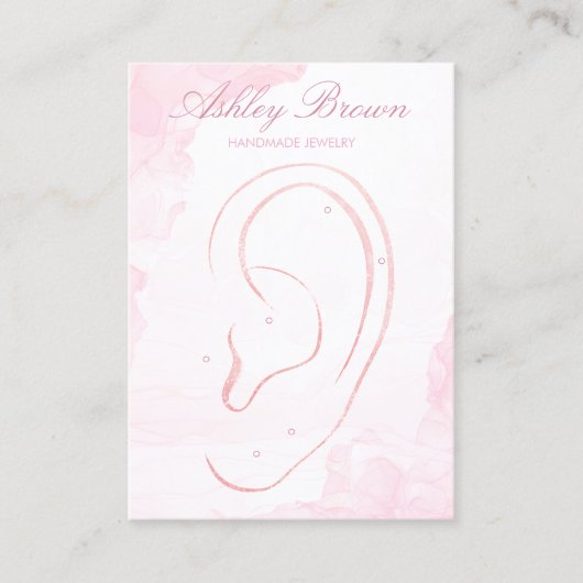 Pink Watercolor Handmade Schmuck Earring Display Visitenkarte (Vorderseite)