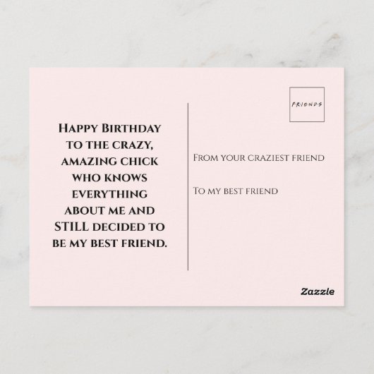 Pink Watercolor Happy Birthday Post Card Postkarte (Rückseite)