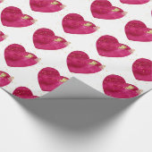 Pink Watercolor Heart & Gold Butterfly Valentine  Geschenkpapier (Ecke)