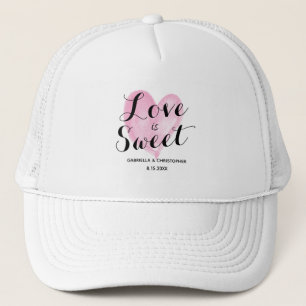 Pink Watercolor Heart Liebe ist Sweet Trucker Hat Truckerkappe
