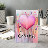 Pink Watercolor Heart Love Flows  Notizblock