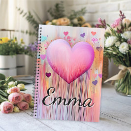 Pink Watercolor Heart Love Flows  Notizblock