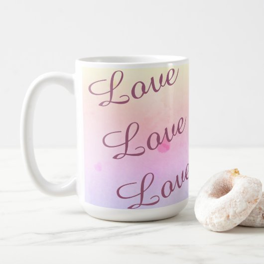Pink Watercolor Heart Notebook | Cute Kaffeetasse (Mit Donut)