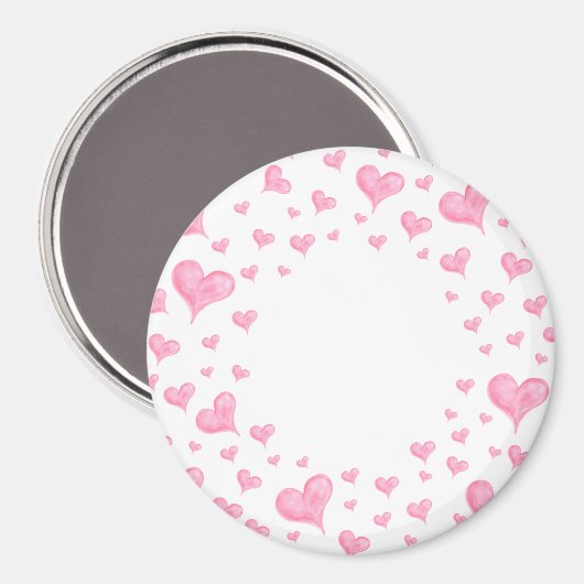 Pink Watercolor Hearts Magnet (Vorderseite/Rückseite)
