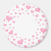 Pink Watercolor Hearts Magnet (Vorne)