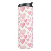 Pink Watercolor Hearts Pattern Thermosbecher (Nach links gedreht)