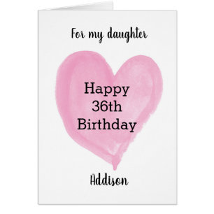 Pink Watercolor Herz 36. Geburtstag