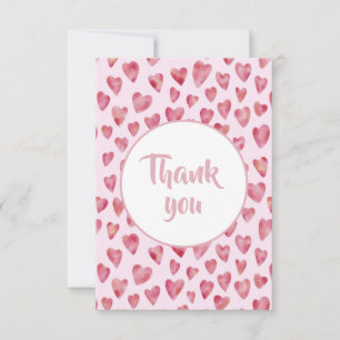 Pink Watercolor Herz Danke Karte