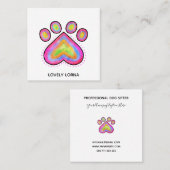 Pink Watercolor Herz Pet Dog Template  Quadratische Visitenkarte (Vorne/Hinten)