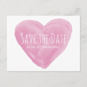 Pink Watercolor Herz Save the Date Postkarte