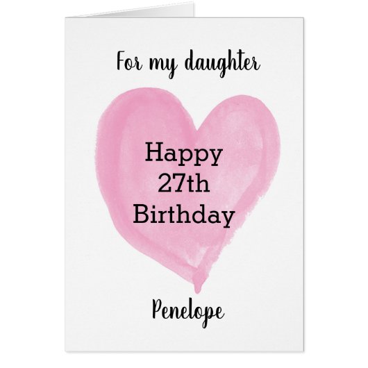 Pink Watercolor Herzlichen Glückwunsch zum 27. Geb (Vorne)