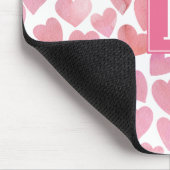 Pink Watercolor Herzmuster Mousepad (Ecke)