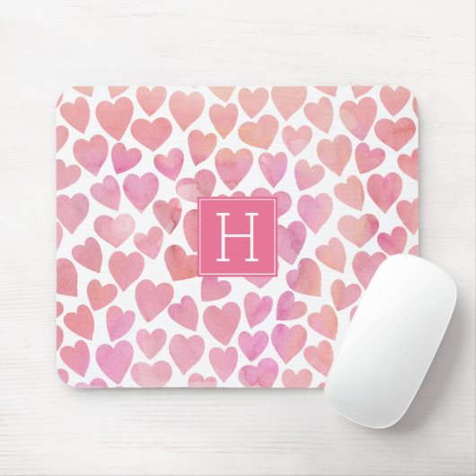 Pink Watercolor Herzmuster Mousepad (Mit Mouse)