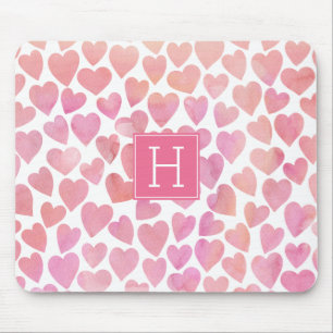 Pink Watercolor Herzmuster Mousepad