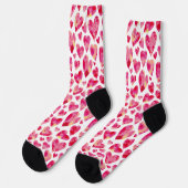 Pink Watercolor Herzmuster Socken (Linkes Detail)