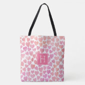Pink Watercolor Herzmuster Tasche (Vorderseite)
