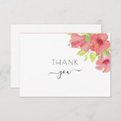 Pink Watercolor Hibiskus Blumenzwiebeln Foto Dankeskarte (Vorne/Hinten)