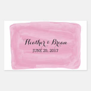 Pink Watercolor Hochzeitskleber Rechteckiger Aufkleber