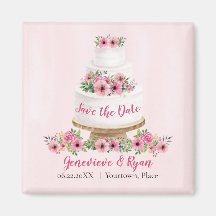 Pink Watercolor Hochzeitstorte Save the Date