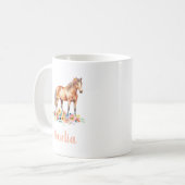 Pink Watercolor Horse Individuelle Name Kaffeetasse (Vorderseite Links)
