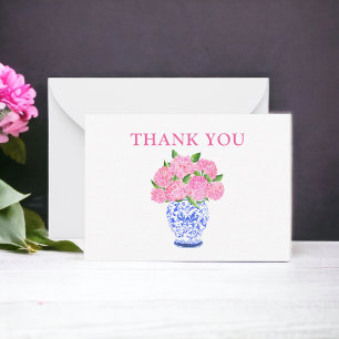 Pink Watercolor Hydrangeas Chinoiserie Vielen Dank Mitteilungskarte