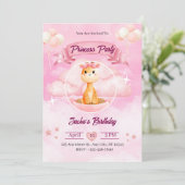 Pink Watercolor Illustrative Princess Einladung (Stehend Vorderseite)