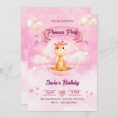 Pink Watercolor Illustrative Princess Einladung (Vorne/Hinten)