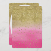 Pink Watercolor Imitate Gold Glitzer Confett Sweet Einladung (Vorne/Hinten)