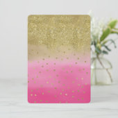 Pink Watercolor Imitate Gold Glitzer Confett Sweet Einladung (Stehend Vorderseite)
