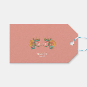 Pink Watercolor Jugendstil Hochzeit Geschenkanhänger
