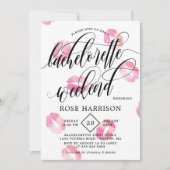 Pink Watercolor Kisses Bachelorette Wochenende Einladung (Vorderseite)