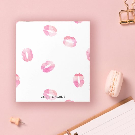 Pink Watercolor Kisses - Name Notizblock
