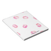 Pink Watercolor Kisses - Name Notizblock (angewinkelt)