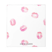 Pink Watercolor Kisses - Name Notizblock (Vorderseite)