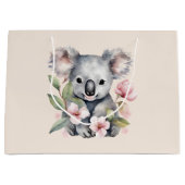 Pink Watercolor Koala Bear Große Geschenktüte (Vorderseite)