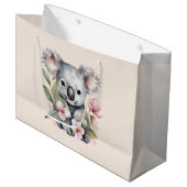 Pink Watercolor Koala Bear Große Geschenktüte (Vorderseite Schrägansicht)