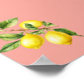 Pink Watercolor Lemons Poster (Ecke)