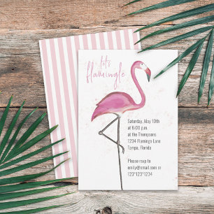 Pink Watercolor Let's Flamingle Niedlich Flamingo Einladung