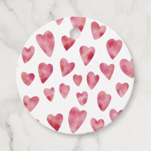 Pink Watercolor Liebe Herzmuster Geschenkanhänger (Vorderseite)