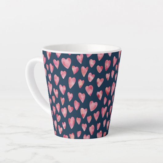 Pink Watercolor Liebe Herzmuster Milchtasse (Linke Ecke)