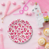 Pink Watercolor Liebe Herzmuster Pappteller (Party)