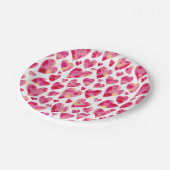 Pink Watercolor Liebe Herzmuster Pappteller (Schrägansicht)