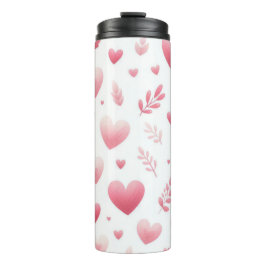 PINK WATERCOLOR LIEBE VALENTINE HEARS THERMOSBECHER