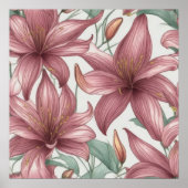 Pink Watercolor Lily Blume Poster (Vorne)