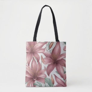 Pink Watercolor Lily Blume Tasche